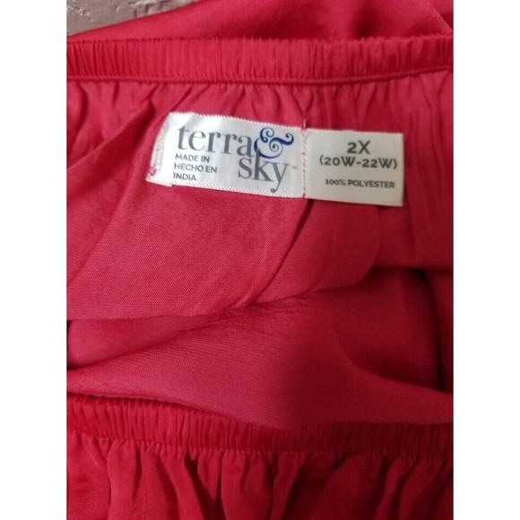 terra & sky Red Silky Soft Size 2X Poet Blouse Oversized Flowing Boho - Picture 6 of 6